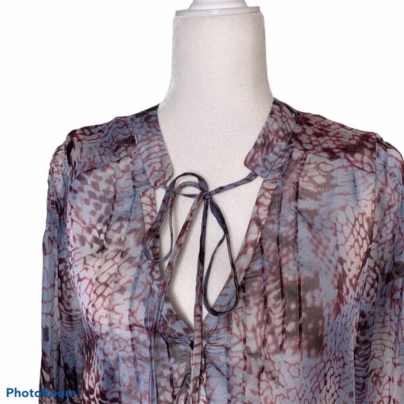 Patterson J. Kincaid Long Sleeve Sheer Top Purple Small - Picture 3 of 14